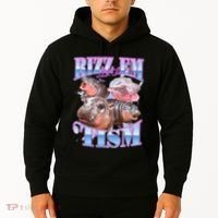 Rizz Em With The Tism Meme Moo Deng Hoodie thumb 2