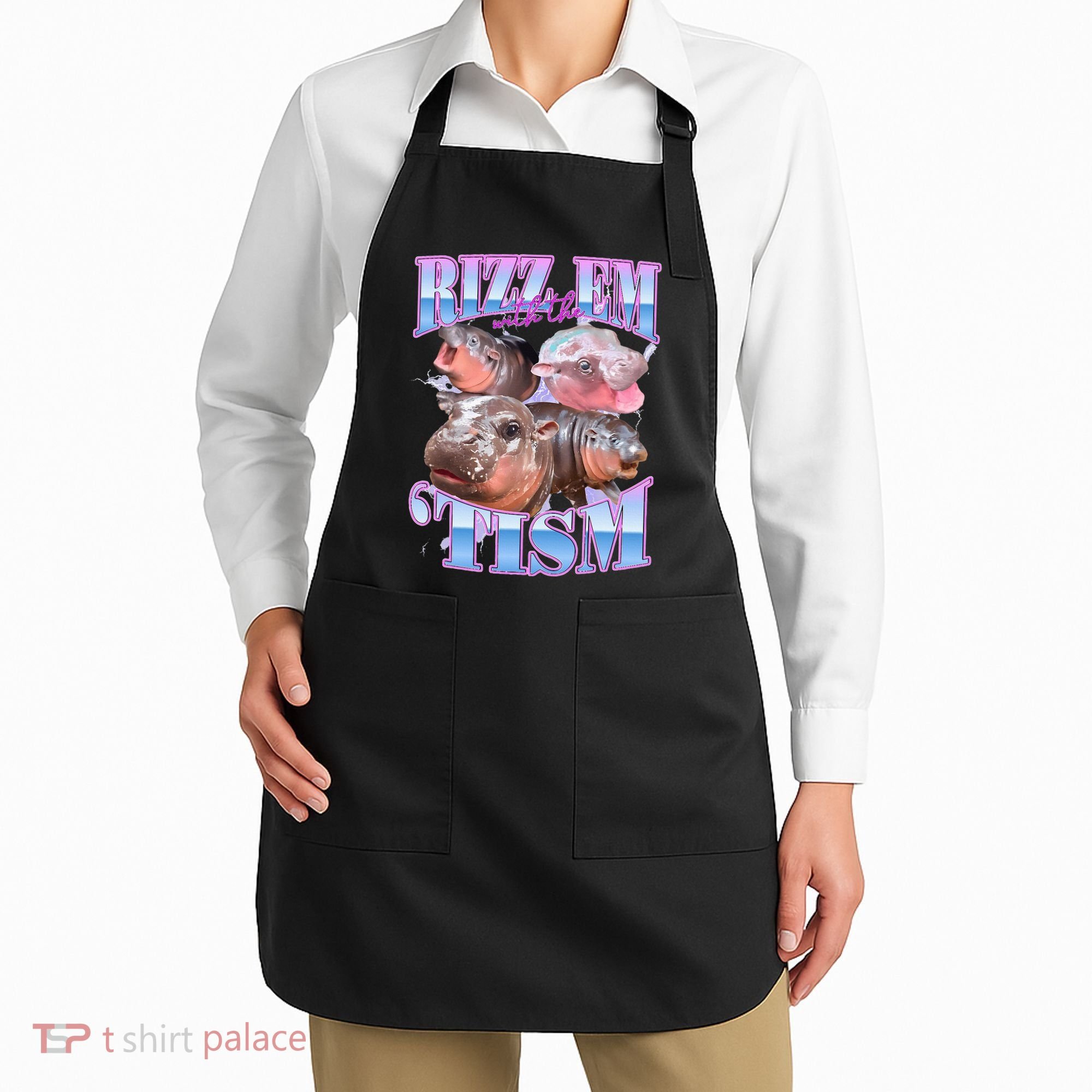 Rizz Em With The Tism Meme Moo Deng Apron
