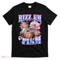 Rizz Em With The Tism Meme Moo Deng T-Shirt thumb 0