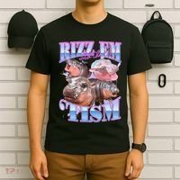 Rizz Em With The Tism Meme Moo Deng T-Shirt thumb 6