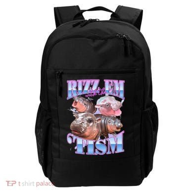 Rizz Em With The Tism Meme Moo Deng Backpack