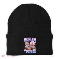 Rizz Em With The Tism Meme Moo Deng Beanie thumb 0