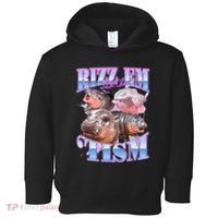 Rizz Em With The Tism Meme Moo Deng Toddler Hoodie thumb 0