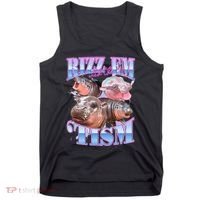 Rizz Em With The Tism Meme Moo Deng Tank Top thumb 0