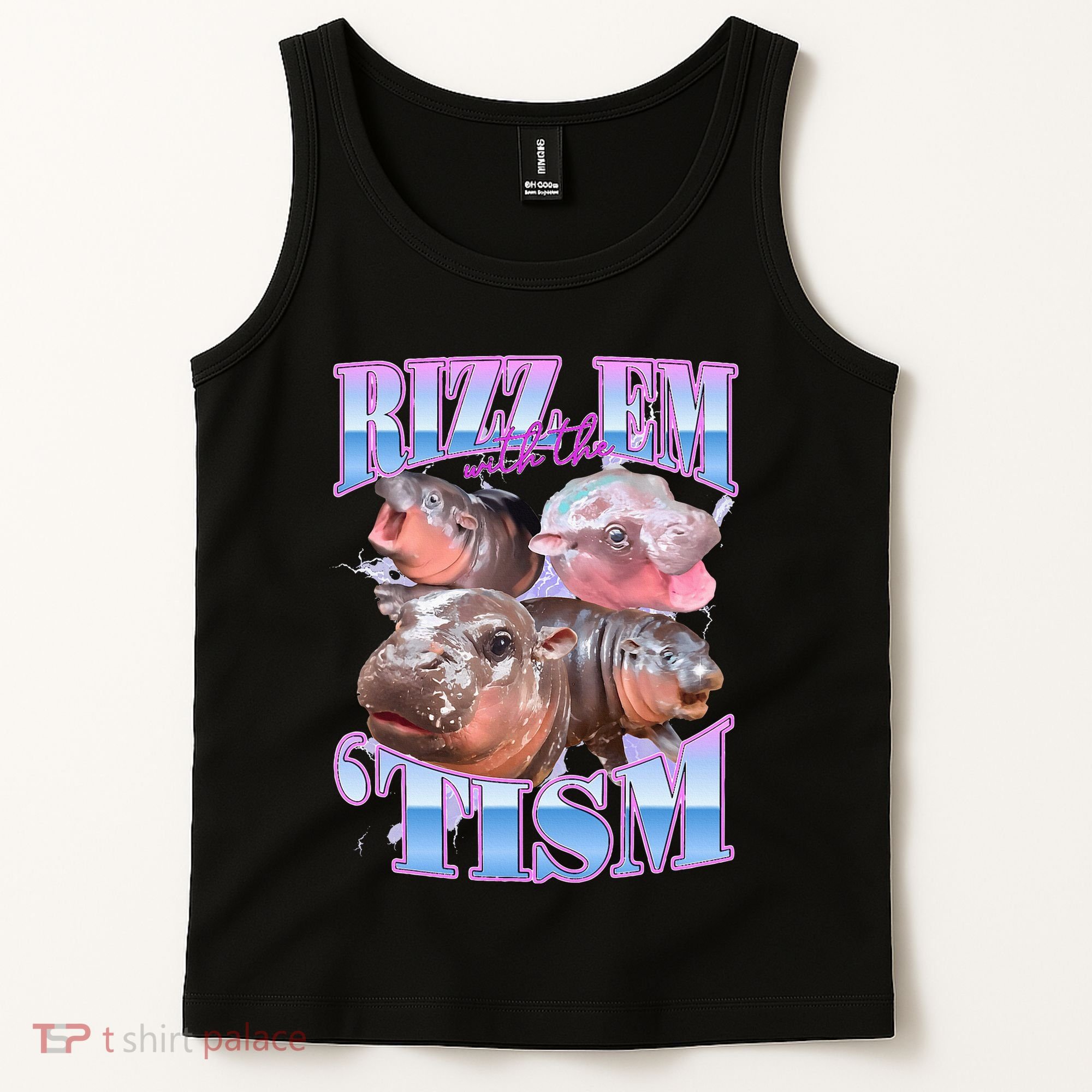 Rizz Em With The Tism Meme Moo Deng Tank Top