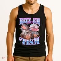 Rizz Em With The Tism Meme Moo Deng Tank Top thumb 3