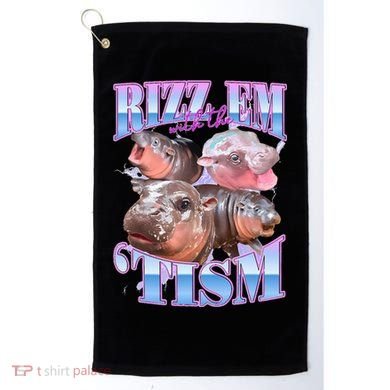 Rizz Em With The Tism Meme Moo Deng Golf Towel