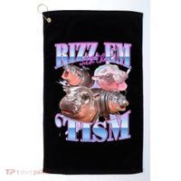 Rizz Em With The Tism Meme Moo Deng Golf Towel thumb 0