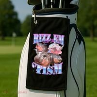 Rizz Em With The Tism Meme Moo Deng Golf Towel thumb 2