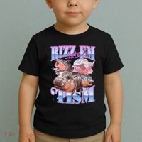 Rizz Em With The Tism Meme Moo Deng Toddler T-Shirt thumb 2