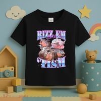 Rizz Em With The Tism Meme Moo Deng Toddler T-Shirt thumb 3