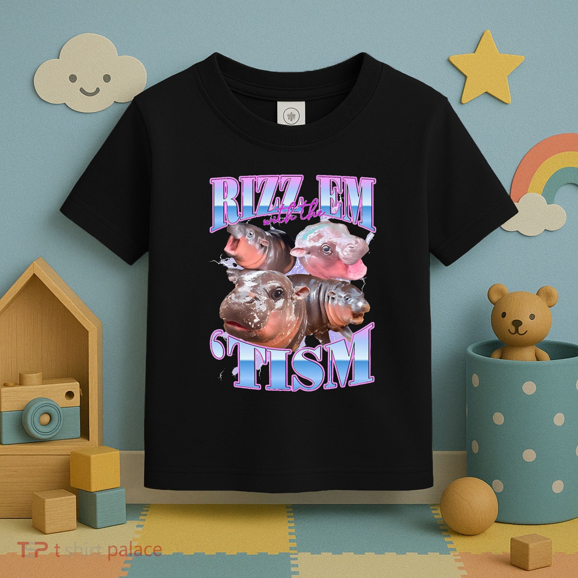 Rizz Em With The Tism Meme Moo Deng Toddler T-Shirt
