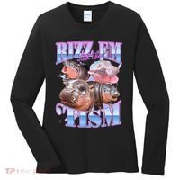 Rizz Em With The Tism Meme Moo Deng Women's Long Sleeve Shirt thumb 0