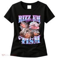 Rizz Em With The Tism Meme Moo Deng Women's T-Shirt thumb 0