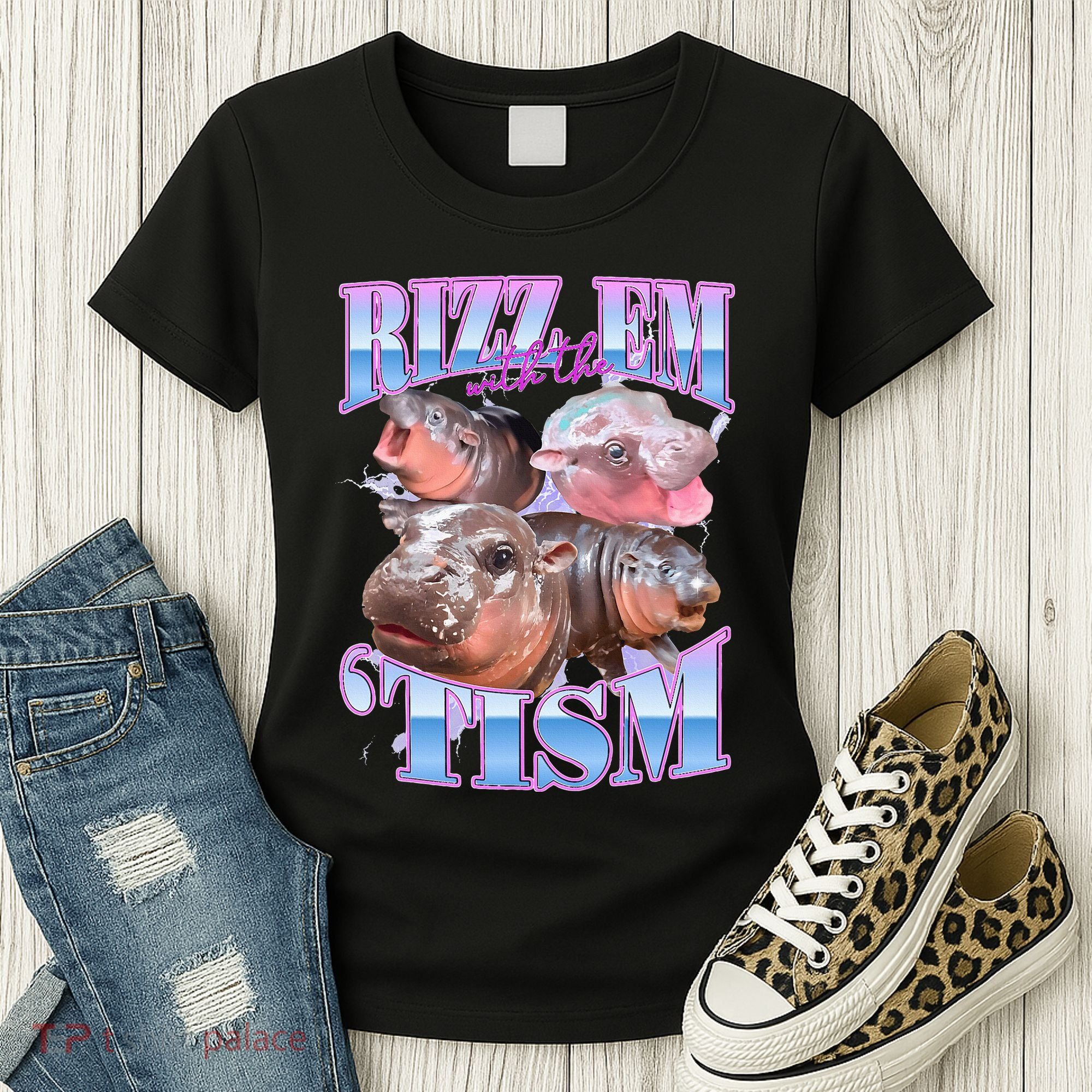 Rizz Em With The Tism Meme Moo Deng Women's T-Shirt