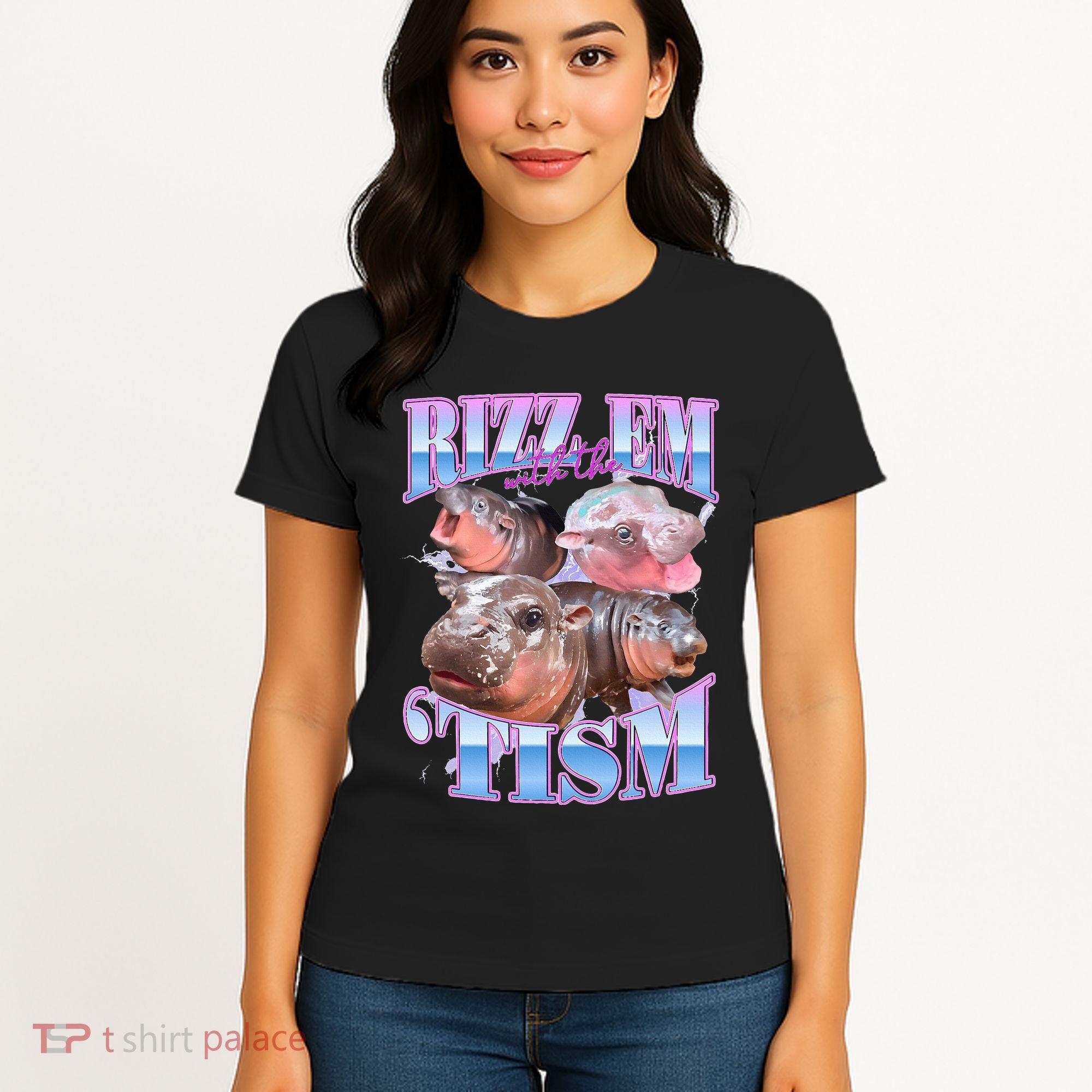 Rizz Em With The Tism Meme Moo Deng Women's T-Shirt