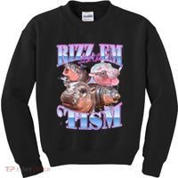 Rizz Em With The Tism Meme Moo Deng Kids Sweatshirt thumb 0