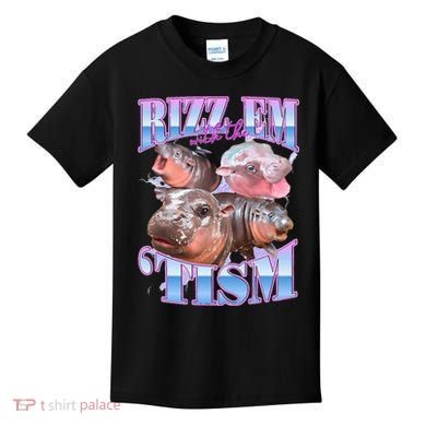Rizz Em With The Tism Meme Moo Deng Kids T-Shirt