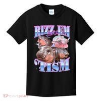 Rizz Em With The Tism Meme Moo Deng Kids T-Shirt thumb 0
