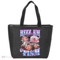 Rizz Em With The Tism Meme Moo Deng Tote Bag thumb 0