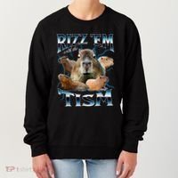 Rizz Em With The Tism Capybara Funny Oddly Dank Meme Women's Sweatshirt thumb 0