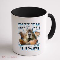 Rizz Em With The Tism Capybara Funny Oddly Dank Meme Coffee Mug thumb 1