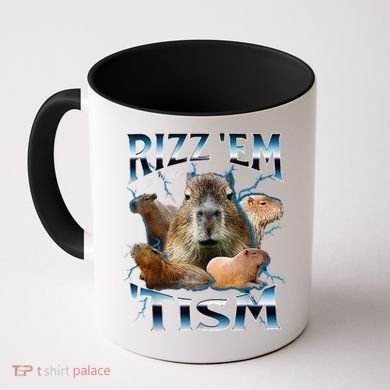 Rizz Em With The Tism Capybara Funny Oddly Dank Meme Coffee Mug