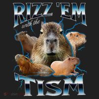 Rizz Em With The Tism Capybara Funny Oddly Dank Meme Beanie thumb 2