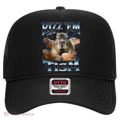 Rizz Em With The Tism Capybara Funny Oddly Dank Meme Hat