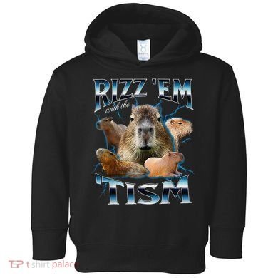 Rizz Em With The Tism Capybara Funny Oddly Dank Meme Toddler Hoodie