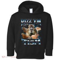 Rizz Em With The Tism Capybara Funny Oddly Dank Meme Toddler Hoodie thumb 0