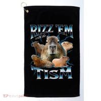 Rizz Em With The Tism Capybara Funny Oddly Dank Meme Golf Towel thumb 0