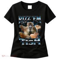 Rizz Em With The Tism Capybara Funny Oddly Dank Meme Women's T-Shirt thumb 0