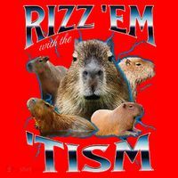 Rizz Em With The Tism Capybara Funny Oddly Dank Meme Santa Hat thumb 1