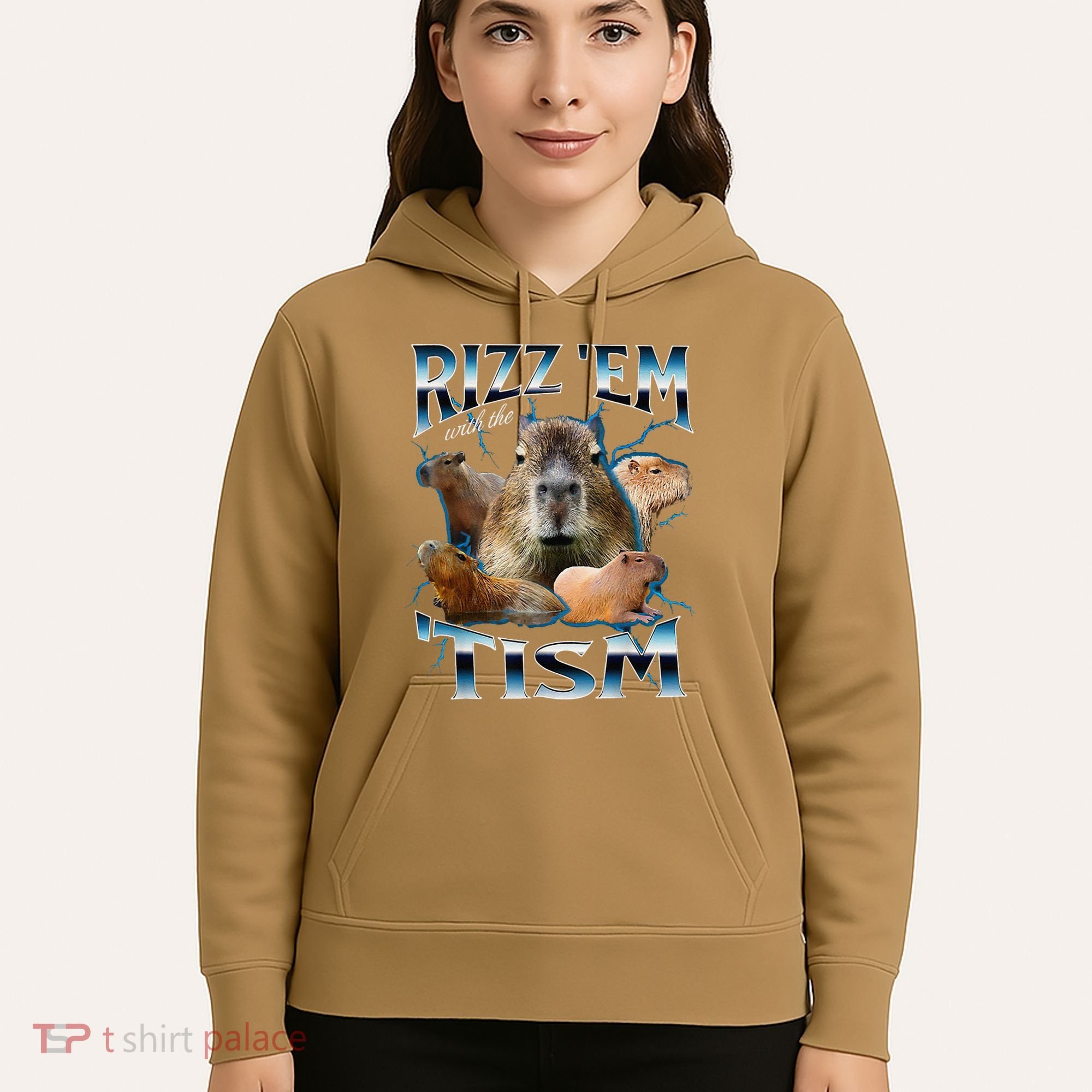 Rizz Em With The Tism Capybara Funny Oddly Dank Meme Hoodie