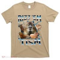 Rizz Em With The Tism Capybara Funny Oddly Dank Meme T-Shirt thumb 0
