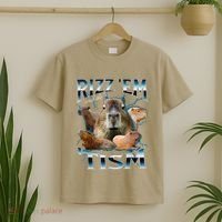 Rizz Em With The Tism Capybara Funny Oddly Dank Meme T-Shirt thumb 2