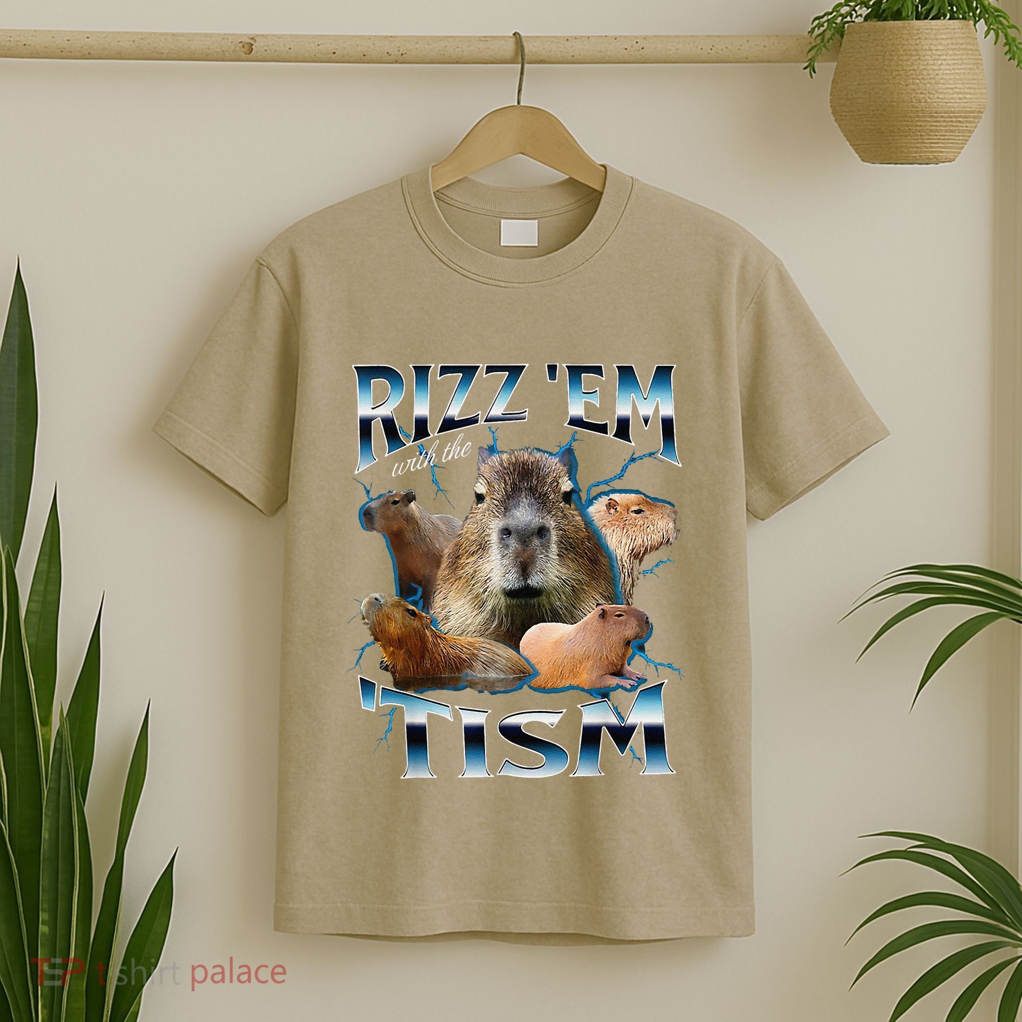 Rizz Em With The Tism Capybara Funny Oddly Dank Meme T-Shirt