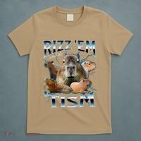 Rizz Em With The Tism Capybara Funny Oddly Dank Meme T-Shirt thumb 5