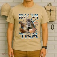 Rizz Em With The Tism Capybara Funny Oddly Dank Meme T-Shirt thumb 6