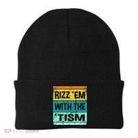 Rizz Em With The Tism Funny Autism Beanie thumb 0