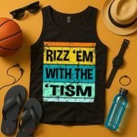 Rizz Em With The Tism Funny Autism Tank Top thumb 4