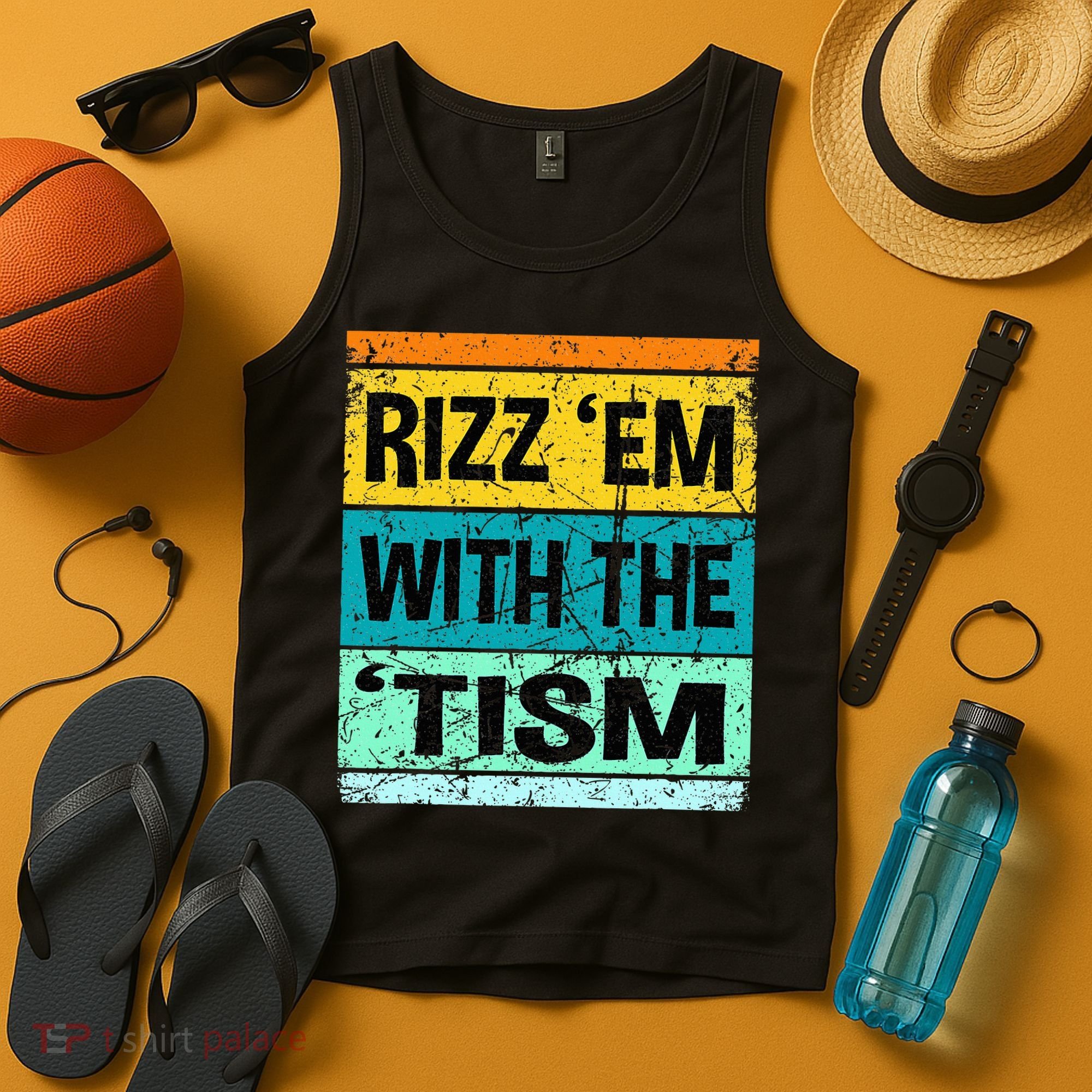Rizz Em With The Tism Funny Autism Tank Top