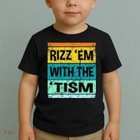 Rizz Em With The Tism Funny Autism Toddler T-Shirt thumb 2
