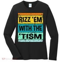 Rizz Em With The Tism Funny Autism Women's Long Sleeve Shirt thumb 0