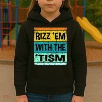 Rizz Em With The Tism Funny Autism Kids Hoodie thumb 3