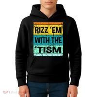 Rizz Em With The Tism Funny Autism Kids Hoodie thumb 4
