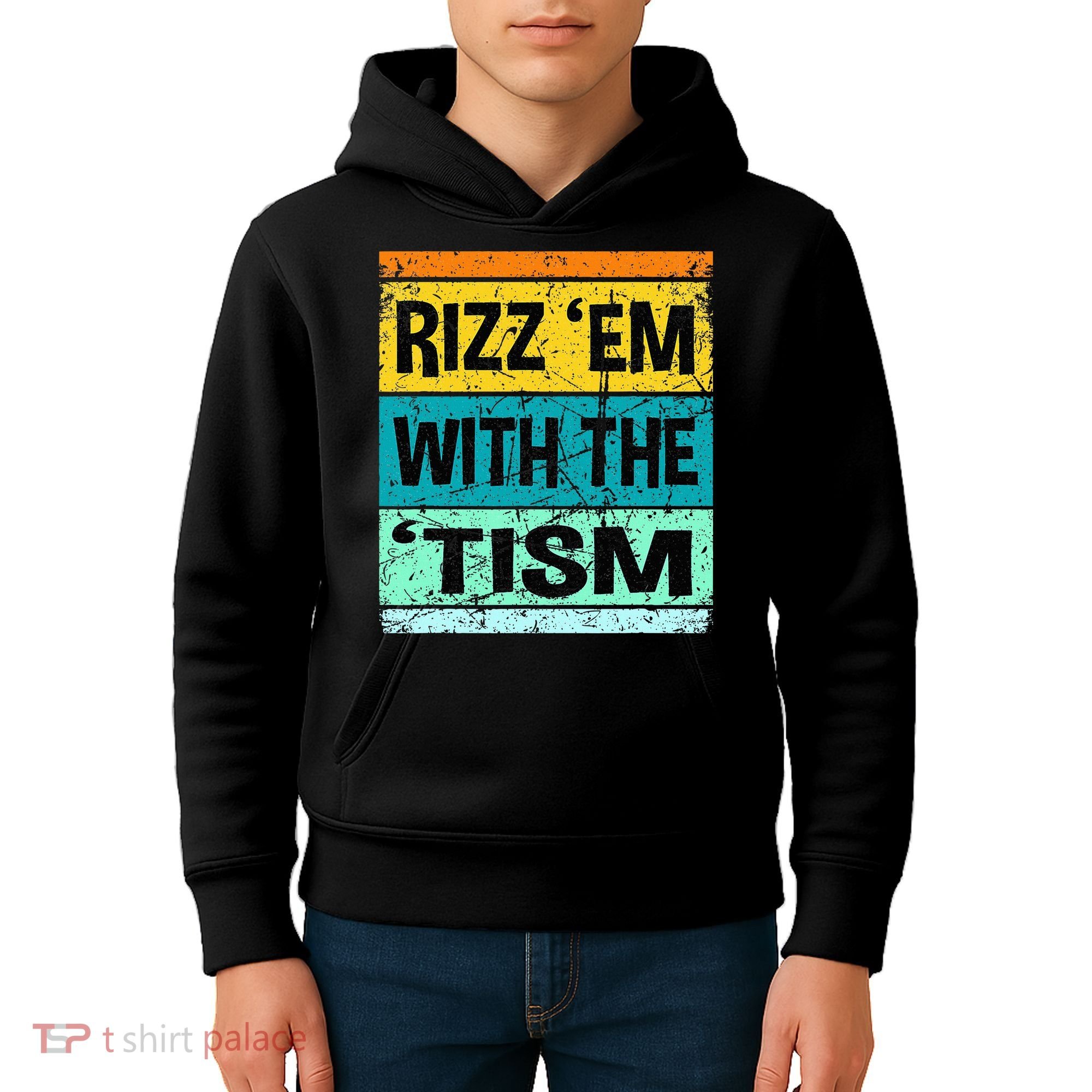 Rizz Em With The Tism Funny Autism Kids Hoodie