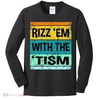 Rizz Em With The Tism Funny Autism Kids Long Sleeve Shirt thumb 0