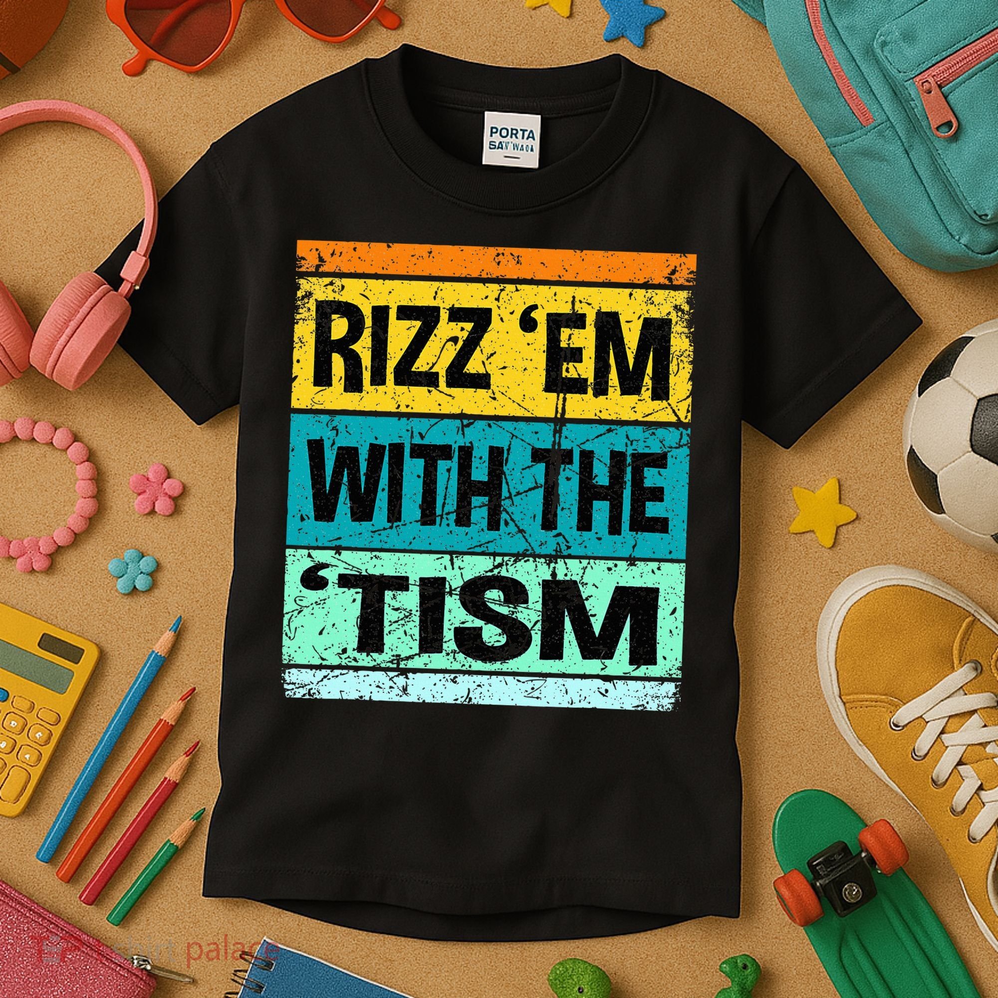 Rizz Em With The Tism Funny Autism Kids T-Shirt